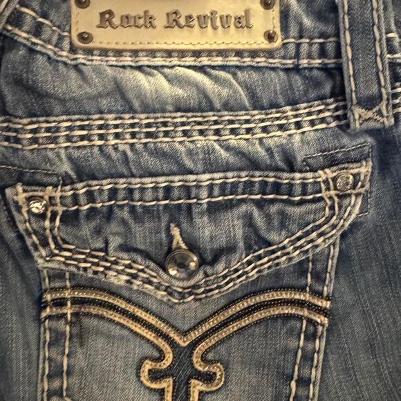 Rock Revival Elaina Easy Boot Jeans Women’s Size 31 Blue Denim Buckle Exclusive - Picture 8 of 8